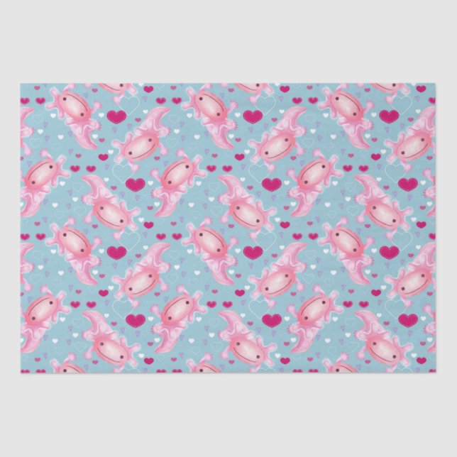 Axolotl Love pink  Tissue Paper (Front)