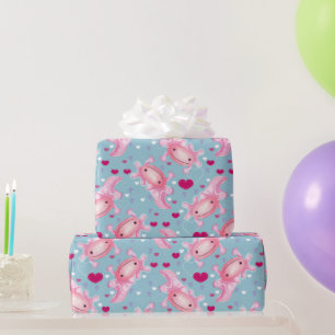 Axolotl Love pink Wrapping Paper