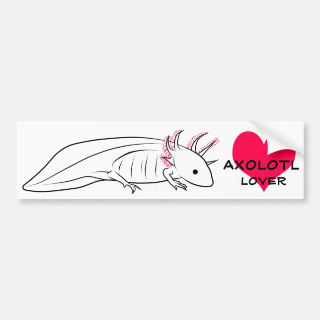 Axolotl Lover With Heart Bumper Sticker (Front)