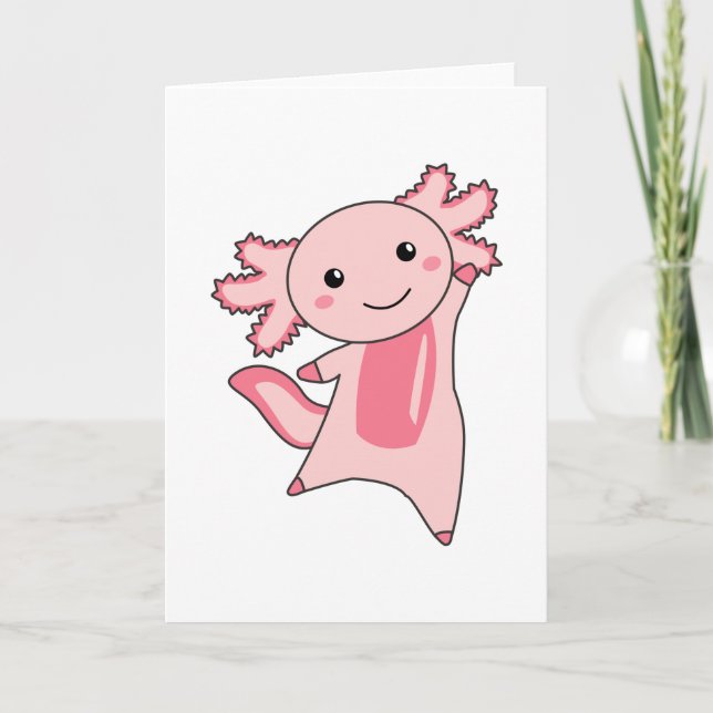 Axolotl Lovers Cute Animals For Kids Pink Card (Front)