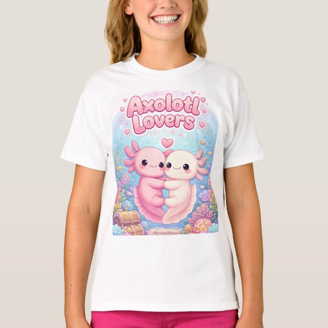 Axolotl Lovers Cute Kawaii design T-Shirt (Front)