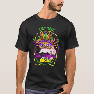 Axolotl Mardi Gras Carnival Costume Let Shenanigan T-Shirt