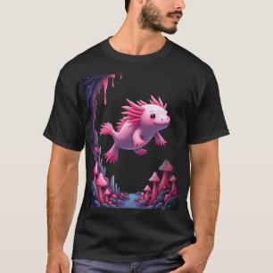 Axolotl Meme Cute Pink Axolotl Vaporwave Art Neon T-Shirt