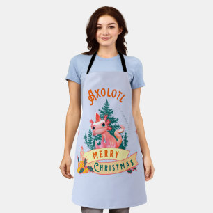 Axolotl Merry Christmas Cute Santa Hat Apron