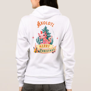 Axolotl Merry Christmas Cute Santa Hat Hoodie