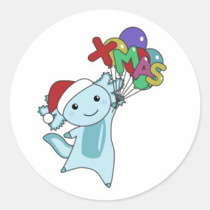 Axolotl Merry Christmas Winter Animals Axolotl Classic Round Sticker