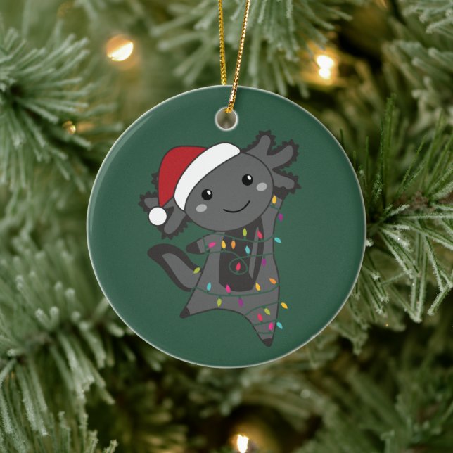 Axolotl Merry Christmas Winter Animals Axolotls Ba Ceramic Tree Decoration (Tree)