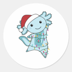 Axolotl Merry Christmas Winter Animals Axolotls Classic Round Sticker