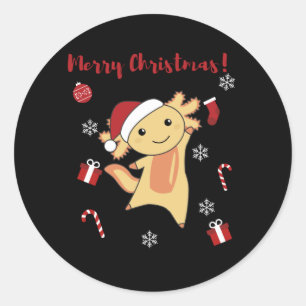 Axolotl Merry Christmas Winter Animals Axolotls Classic Round Sticker
