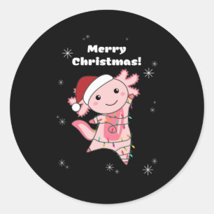 Axolotl Merry Christmas Winter Animals Axolotls Classic Round Sticker