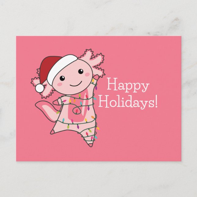 Axolotl Merry Christmas Winter Animals Axolotls Po Postcard (Front)