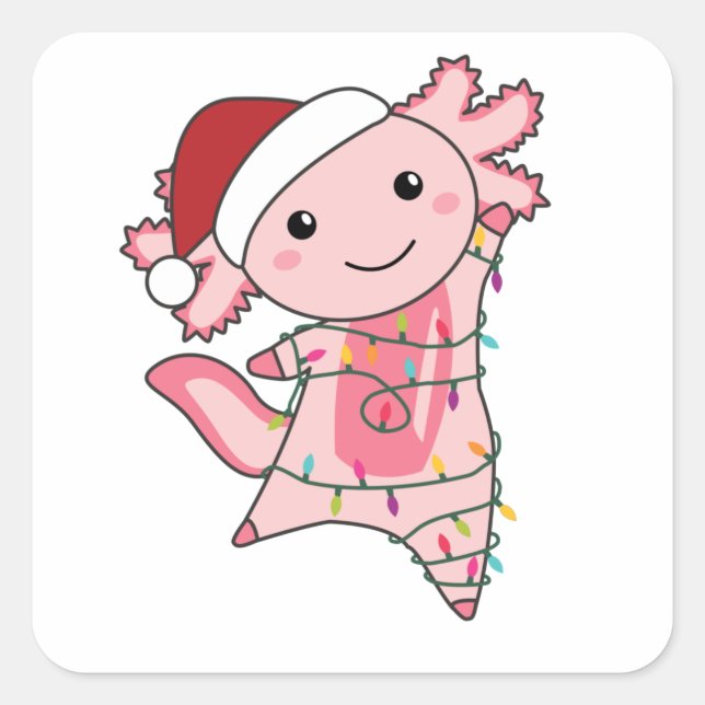 Axolotl Merry Christmas Winter Animals Axolotls Square Sticker (Front)