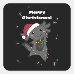 Axolotl Merry Christmas Winter Animals Axolotls Square Sticker