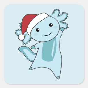 Axolotl Merry Christmas Winter Animals Axolotls Square Sticker