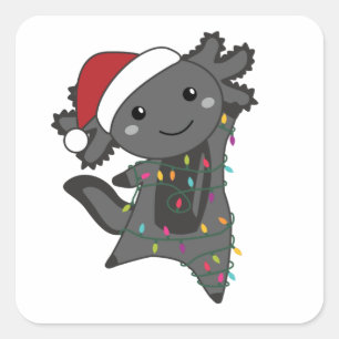 Axolotl Merry Christmas Winter Animals Axolotls Square Sticker