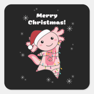 Axolotl Merry Christmas Winter Animals Axolotls Square Sticker