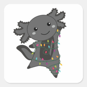 Axolotl Merry Christmas Winter Animals Axolotls Square Sticker