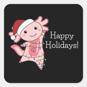 Axolotl Merry Christmas Winter Animals Axolotls Square Sticker