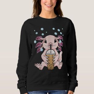 Axolotl Milk Tea Axolotl Drinking Boba Tea Pet Axo Sweatshirt