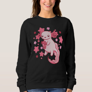 Axolotl Milk Tea Axolotl Drinking Boba Tea Pet Axo Sweatshirt