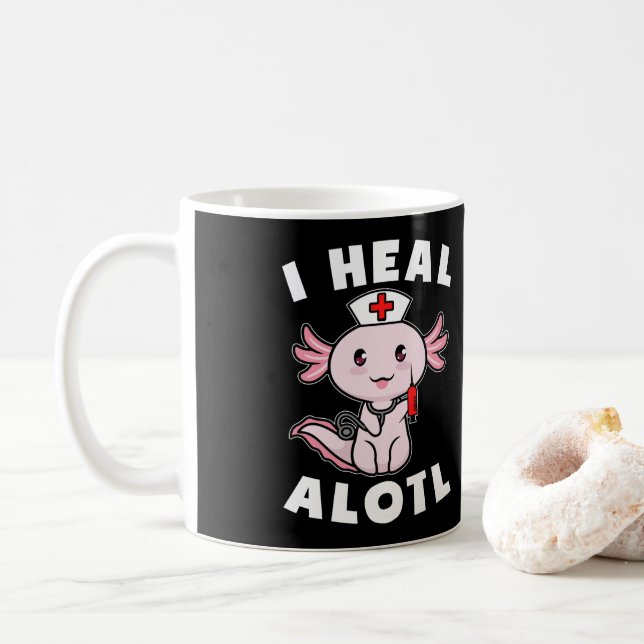 Axolotl Nurse I Heal Alotl Kawaii Coffee Mug (With Donut)
