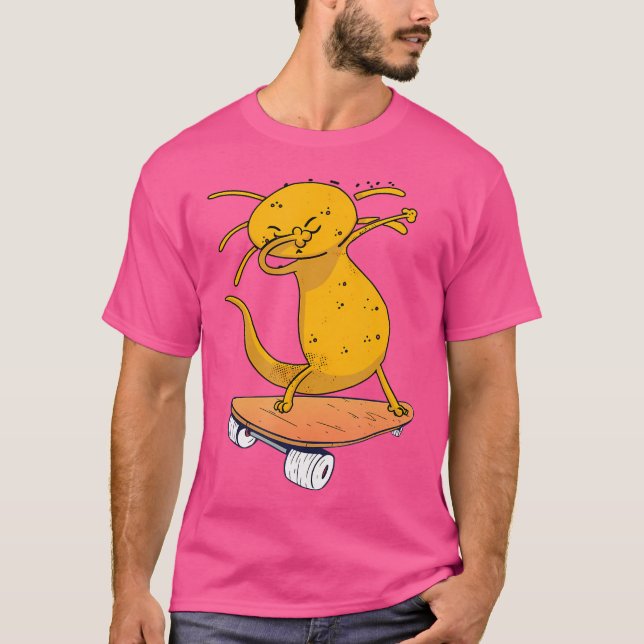 Axolotl On A Skateboard Funny Skateboarding Salama T-Shirt (Front)