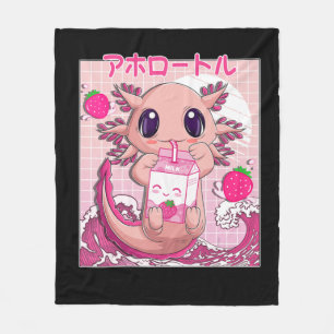 Axolotl Pastel Goth Strawberry Milk Shake Anime Ae Fleece Blanket