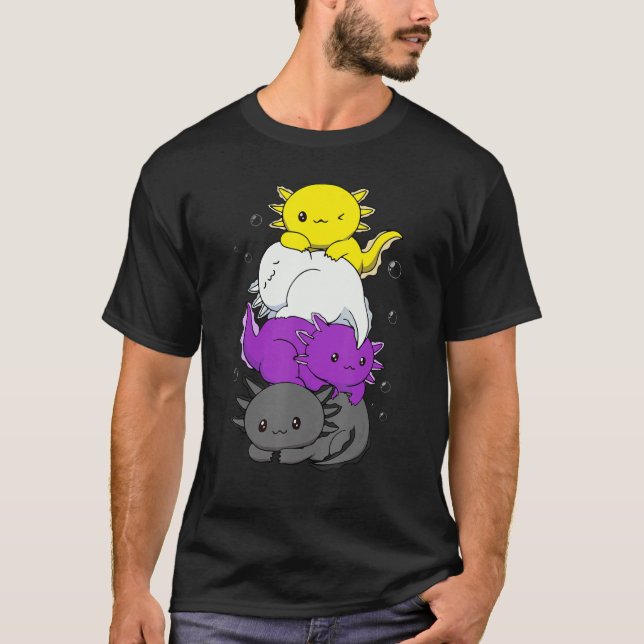 Axolotl Pile Non Binary Flag Agender Genderqueer P T-Shirt (Front)