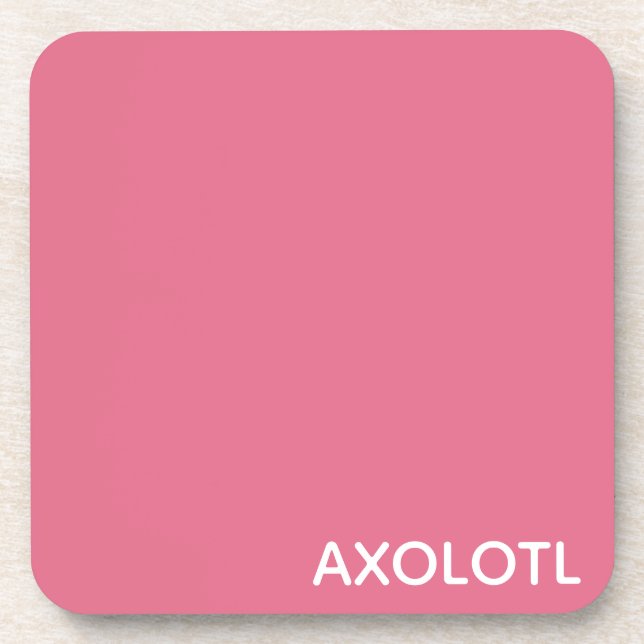 Axolotl pink colour name coaster (Front)