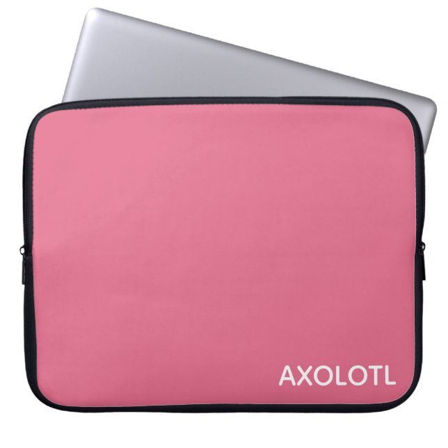 Axolotl pink colour name laptop sleeve (Front)