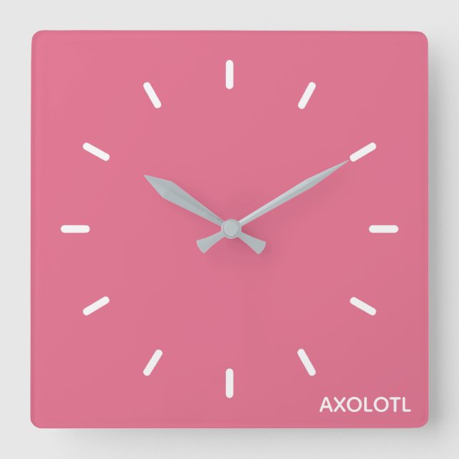 Axolotl pink colour name square wall clock (Front)
