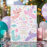 Axolotl Pink Girl Party Alotl Fun Birthday Party Invitation<br><div class="desc">Alotl Fun Collection! A sweet and adorable party theme featuring the loveable aquatic Axoloti. The cute Axolotl birthday collection is a delightful ensemble of whimsy and joy, curated to celebrate special occasions with a charming aquatic touch. Browse our carefully curated matching items designed to complement each other seamlessly. Create a...</div>