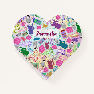 Axolotl Pink Stairs Custom Heart Spiral Notebook