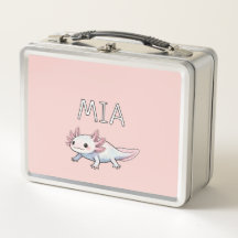 Axolotl Pink Teal Personalised Kid Cute Salamander