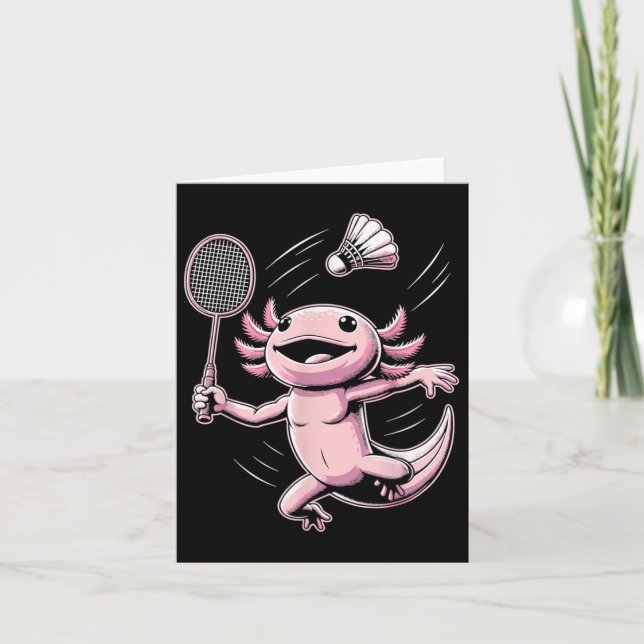 Axolotl Playing Badminton Player Shuttle Sport  Card (Front)