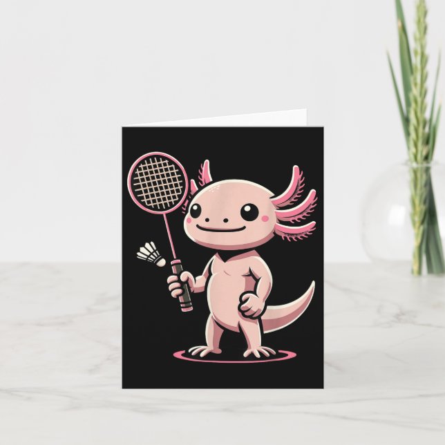 Axolotl Playing Badminton Player Shuttle Sport  Card (Front)
