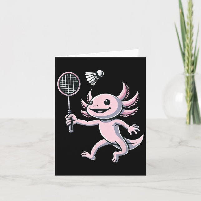 Axolotl Playing Badminton Player Shuttle Sport  Card (Front)