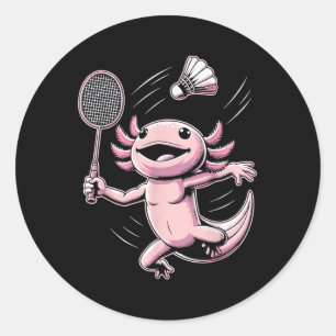 Axolotl Playing Badminton Player Shuttle Sport Classic Round Sticker