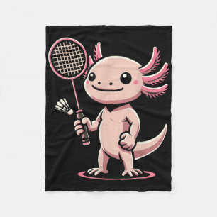 Axolotl Playing Badminton Player Shuttle Sport Fleece Blanket