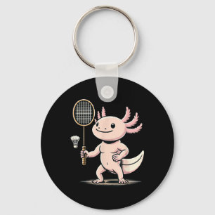 Axolotl Playing Badminton Player Shuttle Sport  Key Ring