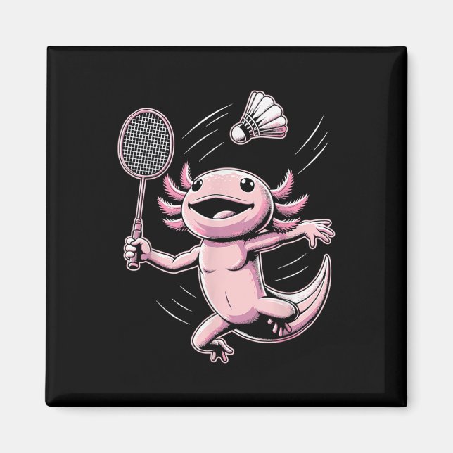 Axolotl Playing Badminton Player Shuttle Sport  Magnet (Front)