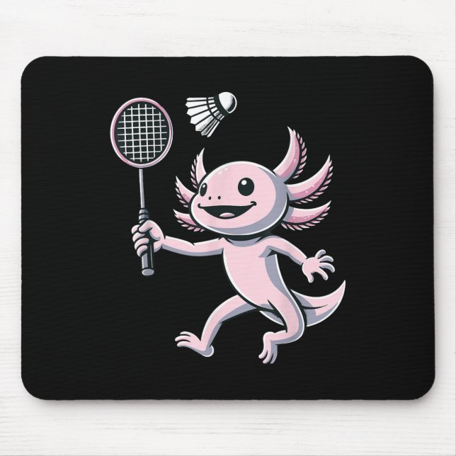 Axolotl Playing Badminton Player Shuttle Sport  Mouse Pad (Front)