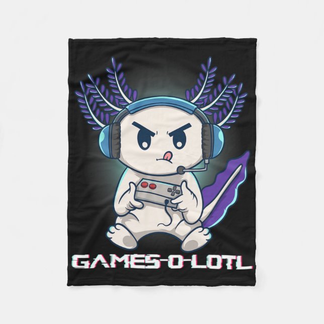Axolotl Playing Console Video Games Gamesolotl Gam Fleece Blanket (Front)