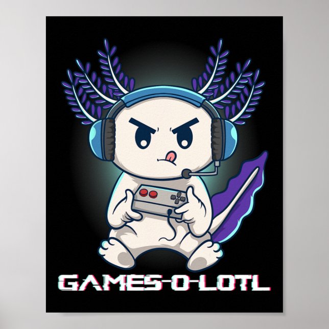 Axolotl Playing Console Video Games Gamesolotl Gam Poster (Front)