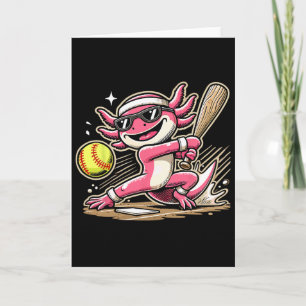 Axolotl Playing Softll, Softll Player Sports Kids  Card