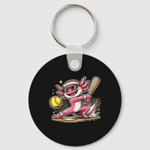 Axolotl Playing Softll, Softll Player Sports Kids Key Ring