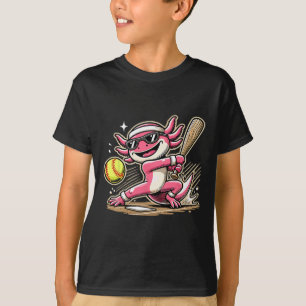 Axolotl Playing Softll, Softll Player Sports Kids T-Shirt