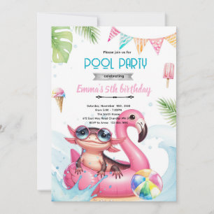 Axolotl Pool party theme invitation