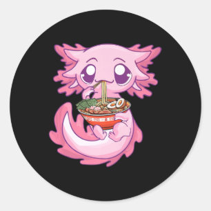 Axolotl Ramen Kawaii Japanese Anime Noodle Gift Gi Classic Round Sticker