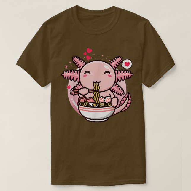 Axolotl Ramen Noodles Kawaii Anime Japanese Otaku  T-Shirt (Design Front)